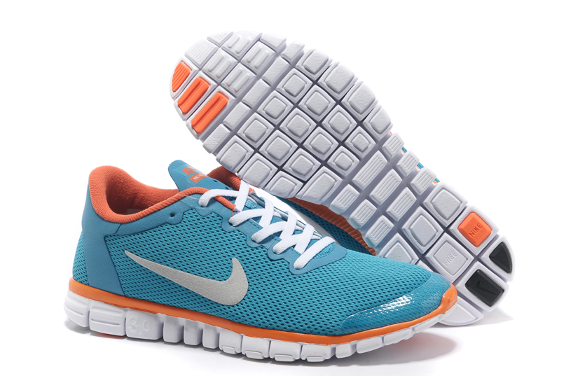 Nike Free 3.0 Femmes Chaussures De Course Orange Bleu